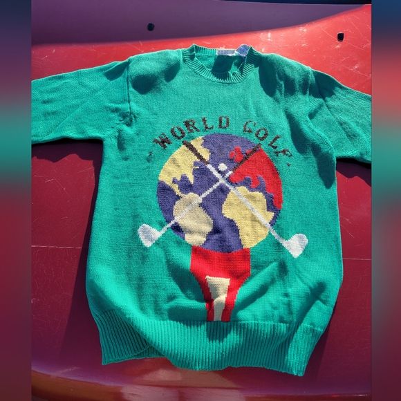 Sweaters - Vintage 90s women's pullover sweater golf leon Levin green sweater size medium